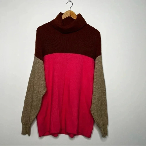 Free People Soft Structured Colorblock Turtleneck Sweater Size XS - Picture 5 of 11